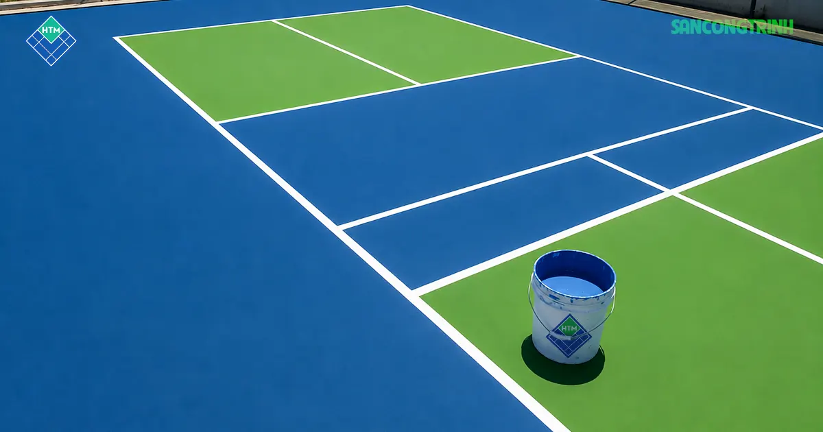 Bề mặt sân pickleball sau khi hoàn thiện lớp phủ và kẻ vạch trong dịch vụ sơn sân pickleball tại Hải Phòng